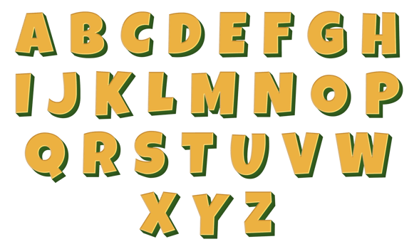 3d golden alphabet set png