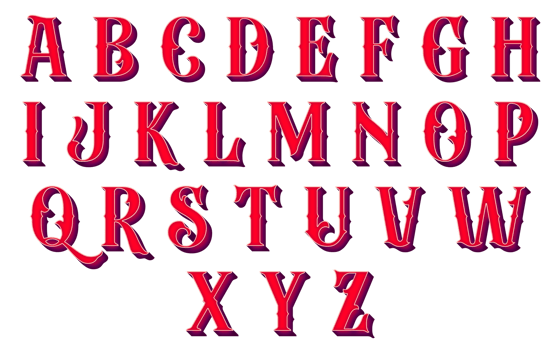red colour 3d alphabet letters png