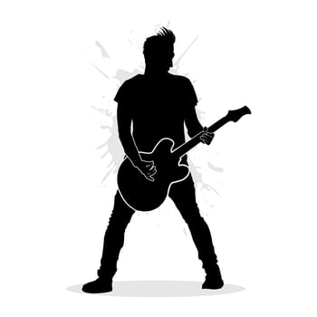 Black silhouette of a guitarist. Vector illustration