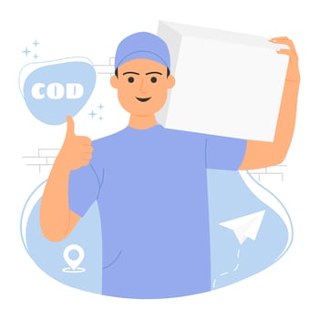 Courier holding package box illustration vector