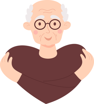 Happy elderly man with glasses png