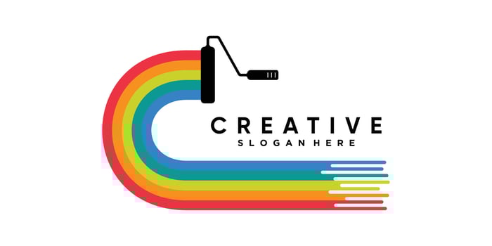 paint combaine brush and roll logo design with creative concept vector