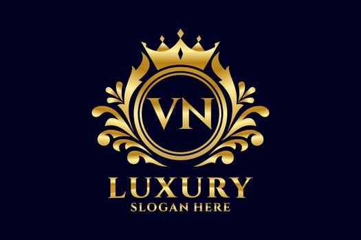 Initial VN Letter Royal Luxury Logo template in vector art for luxurious branding projects and other vector illustration.