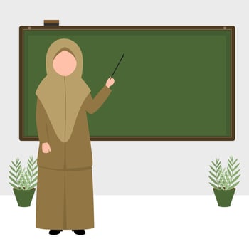 Hand drawn illustration of Muslim teacher vector