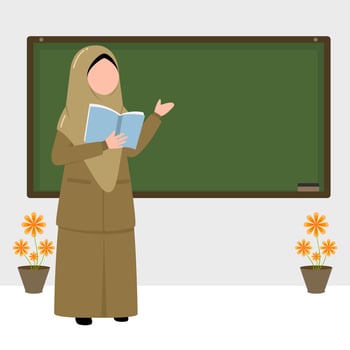Hand drawn illustration of Muslim teacher vector