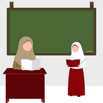 Hand drawn illustration of Muslim teacher vector