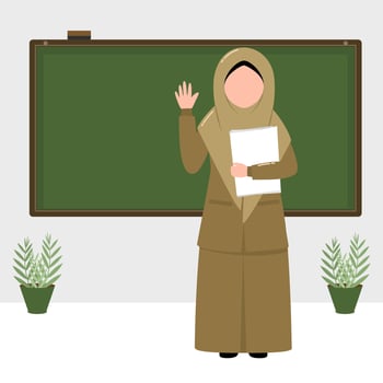 Hand drawn illustration of Muslim teacher vector