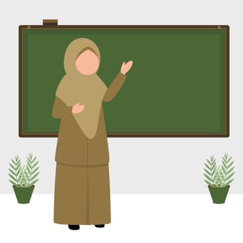 Hand drawn illustration of Muslim teacher vector