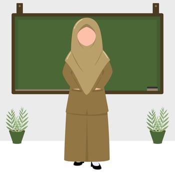 Hand drawn illustration of Muslim teacher vector