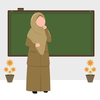 Hand drawn illustration of Muslim teacher vector