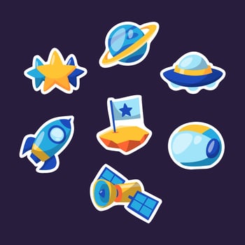 Cartoon Space Sticker Set vector