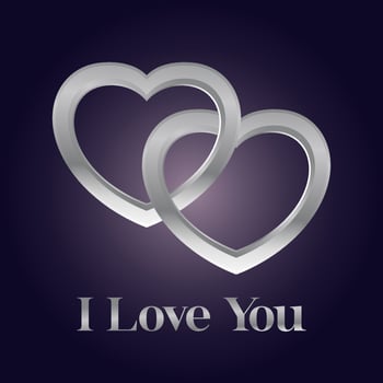 Platinum Heart isolated on Black gradation background vector
