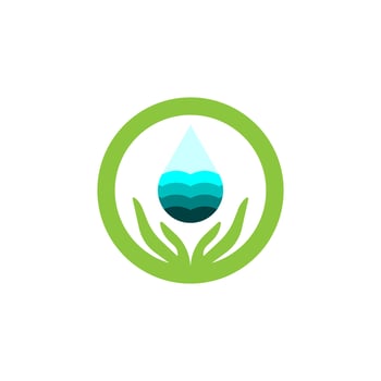 water droplets falling into hands icon logo vector