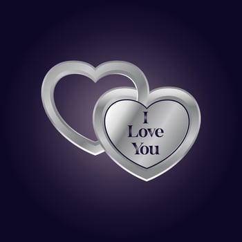 Platinum Heart isolated on Black gradation background vector