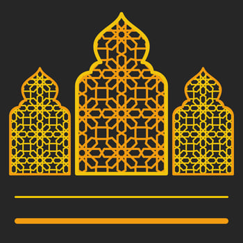 Editable Patterned Silhouette of Mosque Vector Illustration With Golden Style for Islamic Religious Moments Like Ramadan or Eid and Arabian Middle Eastern Culture Concept