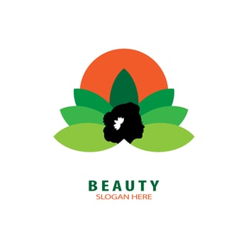 woman's face in lotus flower icon logo.eps vector