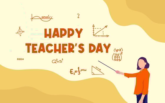 Teacher near the blackboard on teacher'sday illustration vector