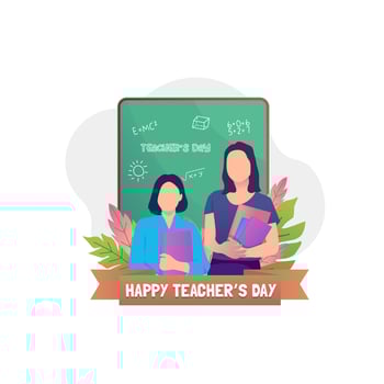 Two female teacher carrying a book on teacher's day Illustration vector