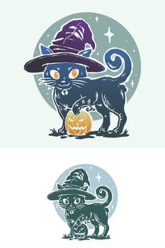 The wizard cat for halloween illustration vector