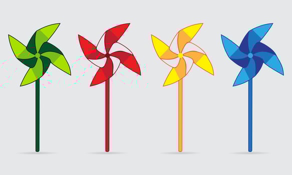 Collection of windmill cartoon background vector