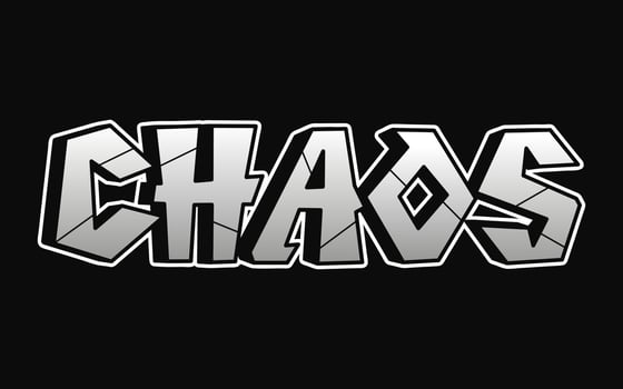 Chaos word graffiti style letters.Vector hand drawn doodle cartoon logo illustration.Funny cool chaos letters, fashion, graffiti style print for t-shirt, poster concept vector