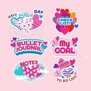 Journal Template Sticker Heart vector