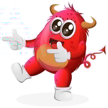 Vector Cute red monster playful with pointed hand