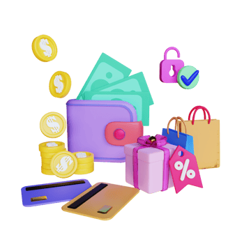 3d render wallet doing payment png