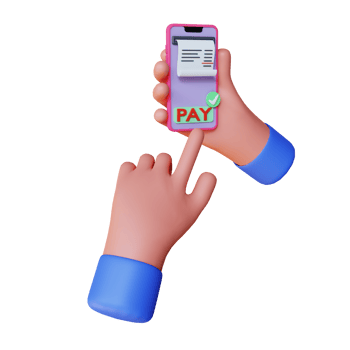 3d render hand pay online using phone png