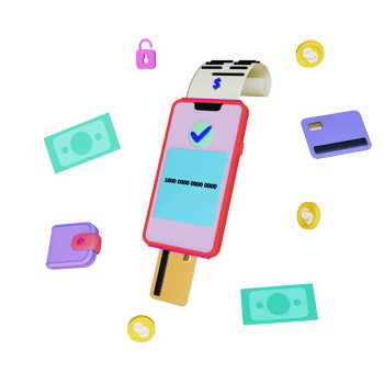 3d render phone pay online with bill receipt png