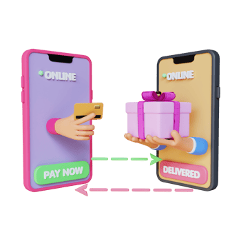 3d render hand out from phone pay online png