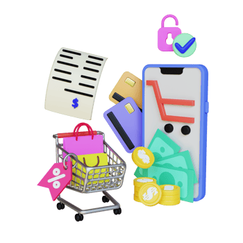 3d render online payment with smartphone png