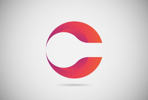 Letter C logo gradient simple elegant flat design. creative logo vector for company or event. abstract font and alphabet modern logo. purple pink and orange gradient logo.
