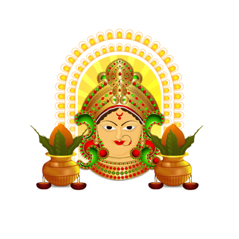 Illustration of goddess durga and kalash png