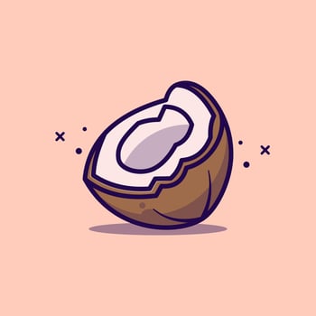 Coconut Fruit Cartoon Icon Illustration.eps vector