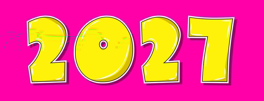 Pop art style yellow 2027 year on pink background vector