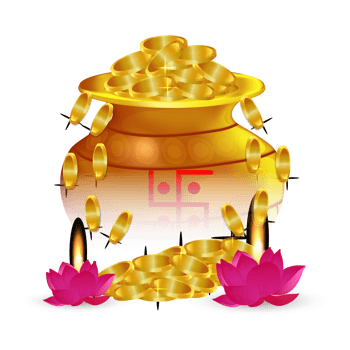 Dhanteras celebration and happy diwali celebration banner with gold coin png