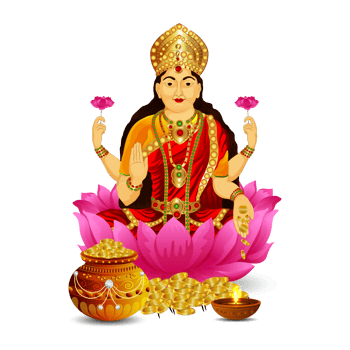 Illustration of laxami goddess and gold coin png
