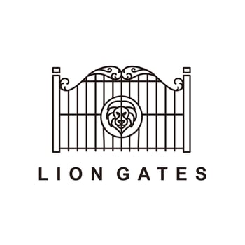 iron lion gate logo design vector