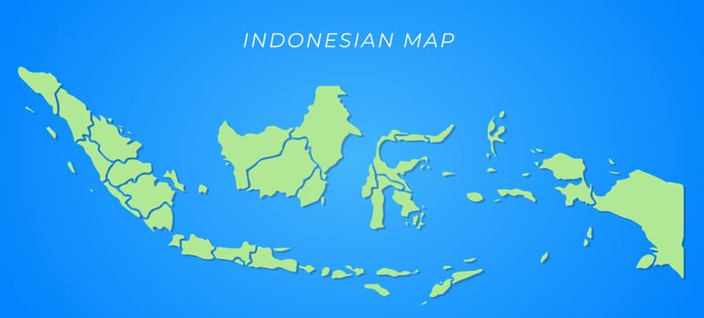 Indonesia Map Vector with green map and blue backround