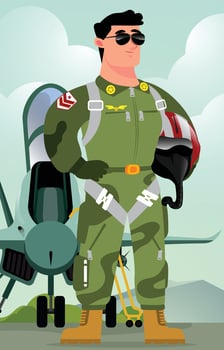 Fighter Jet Pilot Character vector