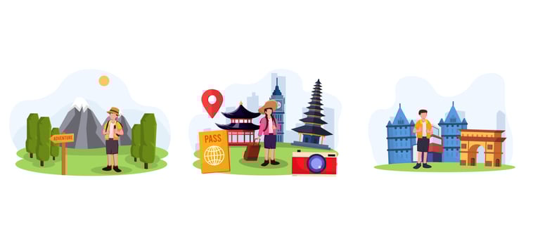 Icon of Country Travel Flat Bundle Design vector