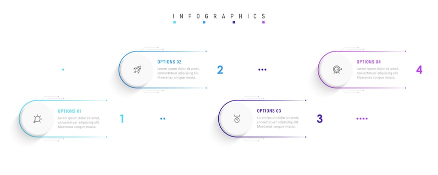 Vector Infographic label design template with icons and 4 options or steps. Can be used for process diagram, presentations, workflow layout, banner, flow chart, info graph.