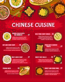 Chinese cuisine restaurant meals vector menu