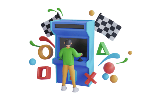 3D Playing Game cabinet. Retro Arcade Machine With Blank Screen Illuminated. retro arcade video game console. 3d rendering png