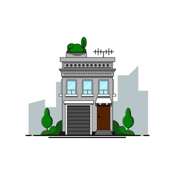 modern flat vector illustration design of apartment in the city with trees