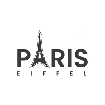 Paris word sign logo on letter A. Eiffel tower design template, symbol, icon vector