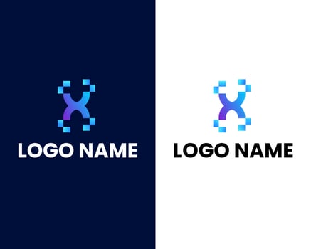 letter x with tech logo design template vector