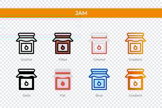 jam icon in different style. jam vector icons designed in outline, solid, colored, filled, gradient, and flat style. Symbol, logo illustration. Vector illustration