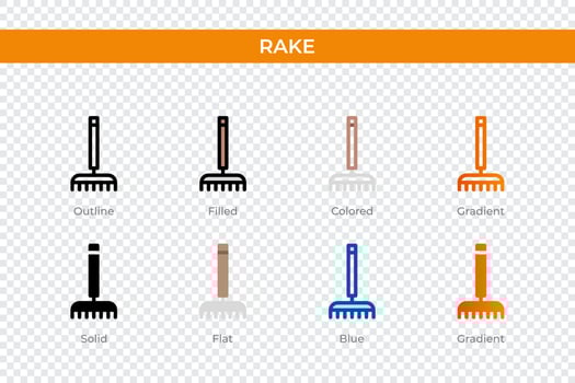 rake icon in different style. rake vector icons designed in outline, solid, colored, filled, gradient, and flat style. Symbol, logo illustration. Vector illustration